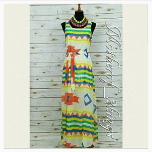 🎈AZTEC PRINT DOUBLE FRONT SLIT DRESS